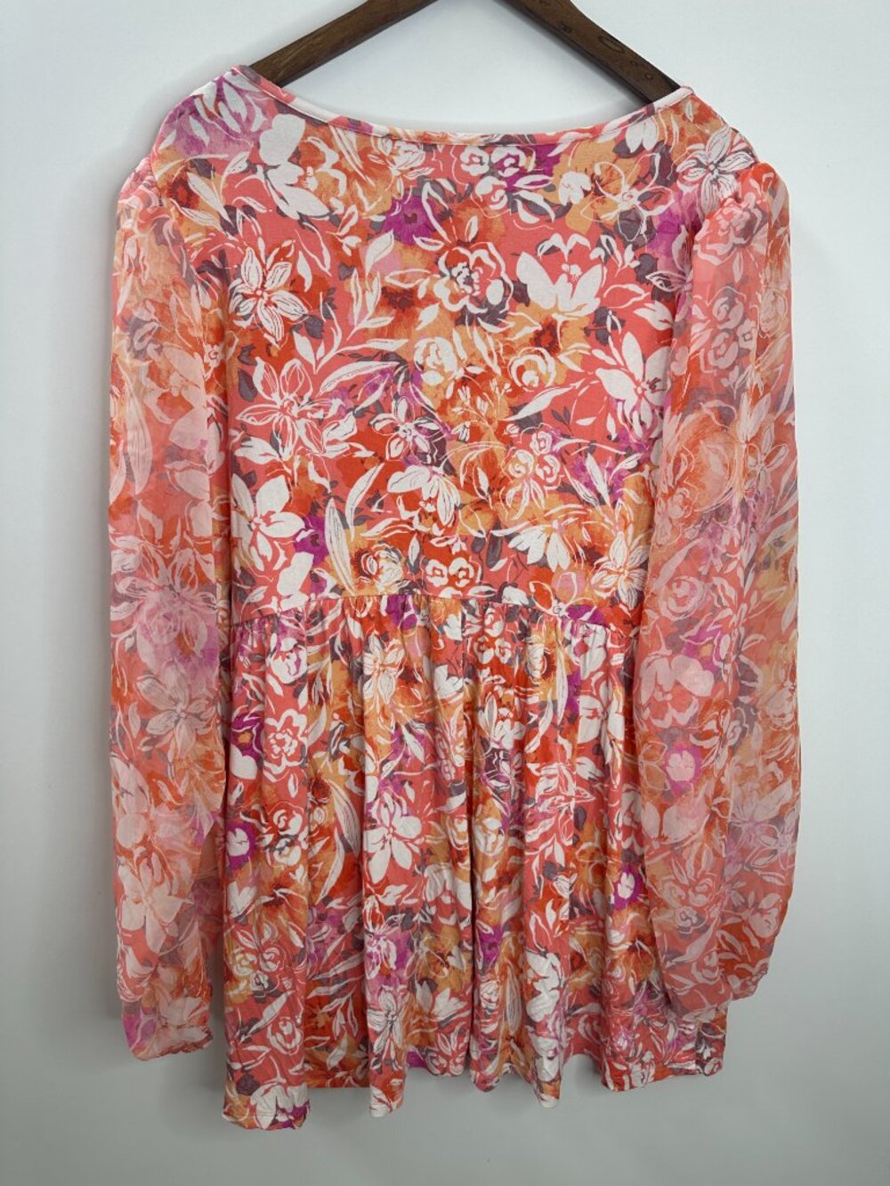 Torrid Babydoll Fabric Mix Super Soft Balloon Chiffon Sleeve Top Plus Size 3 3X - Picture 9 of 13